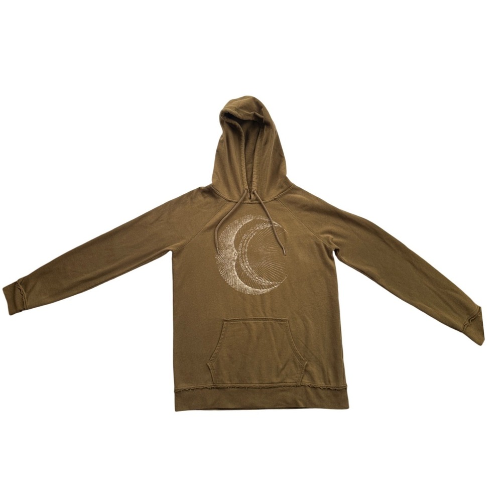 Volcom Graphic Hoodie Women Medium Olive Green Excellent Celestial Moon Pullover - Picture 2 of 12